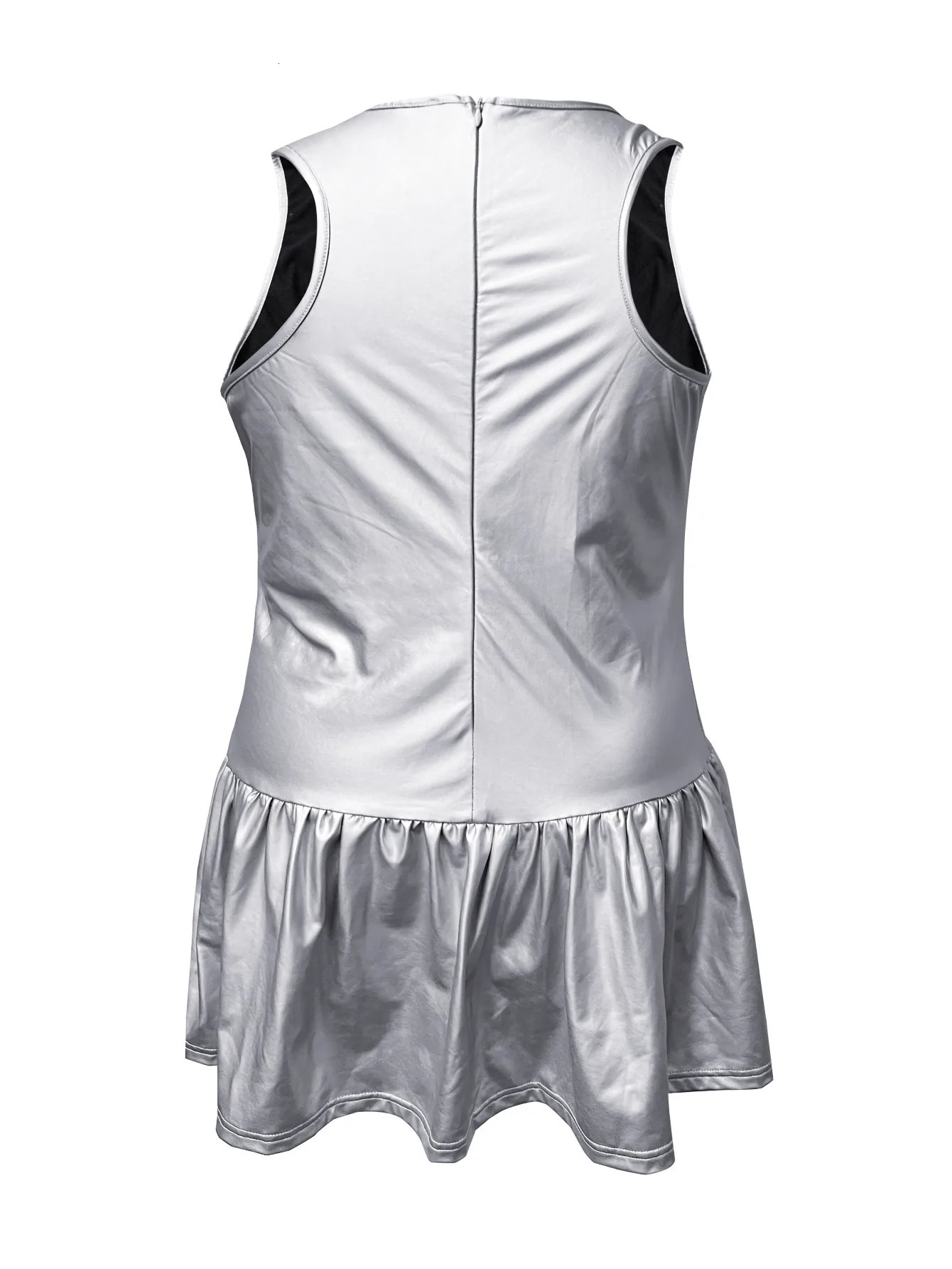 LW Plus size round neck pleated n dress for womens summer casual solid color sleeveless mini Aline 250407