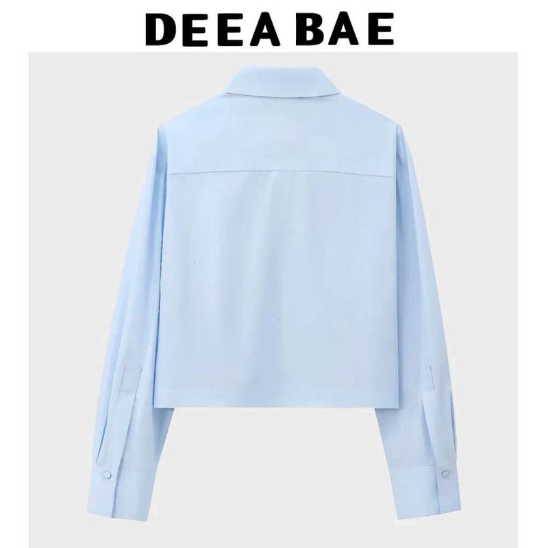 DEEABAE Women's Clothing Offers With Free Shipping Casual Lapel Long Sleeve Jeweled Pop Short Shirt