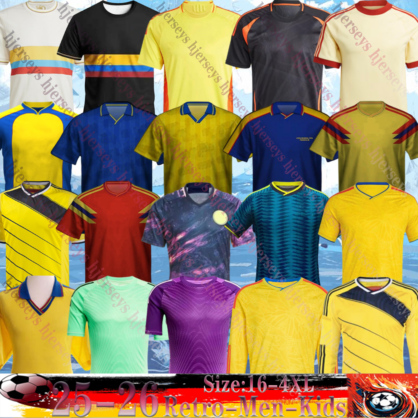 26 27 Colombia Soccer Jersey 90 94 98 01 10 14 100 Valderrama Retro 2025 JAMES Home football T shirt CUADRADO classic commemorate Collection Camiseta de futbol maillot