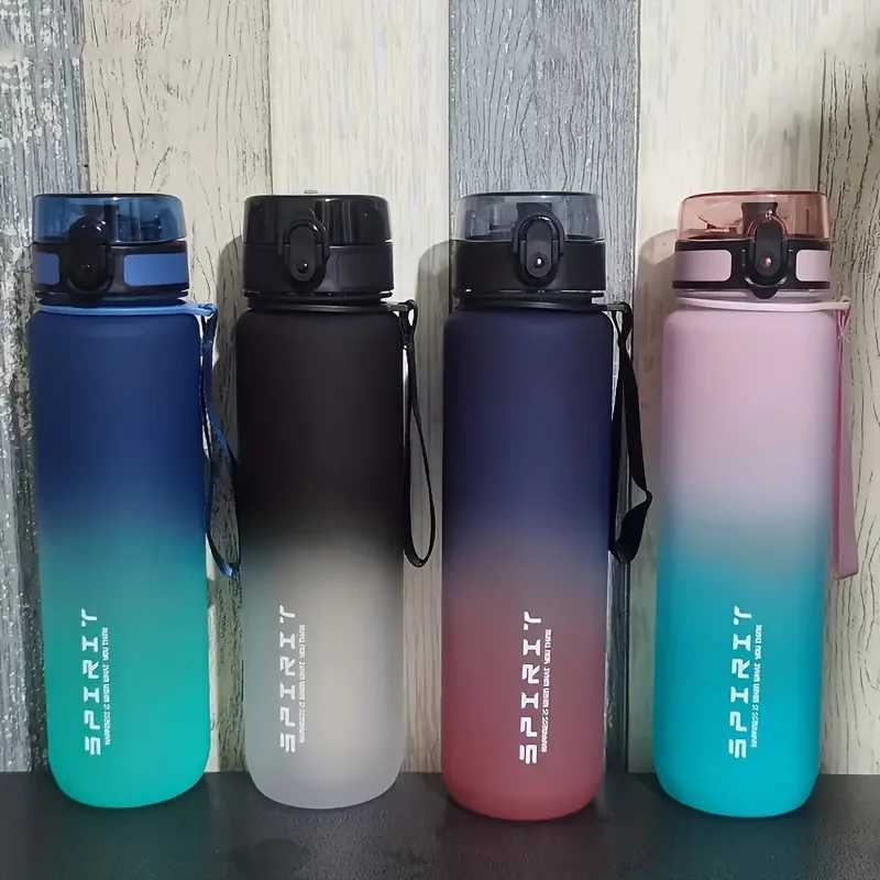 1 pc 2198 oz/3381 oz portable sports and fitness travel water bottle gradient plastic bottle for men and womenW251114