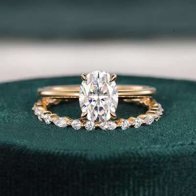 Excellent Quality Luxury Fine Jewelry Wedding Rings Set 18k Gold With Diamond Moissanite Ring