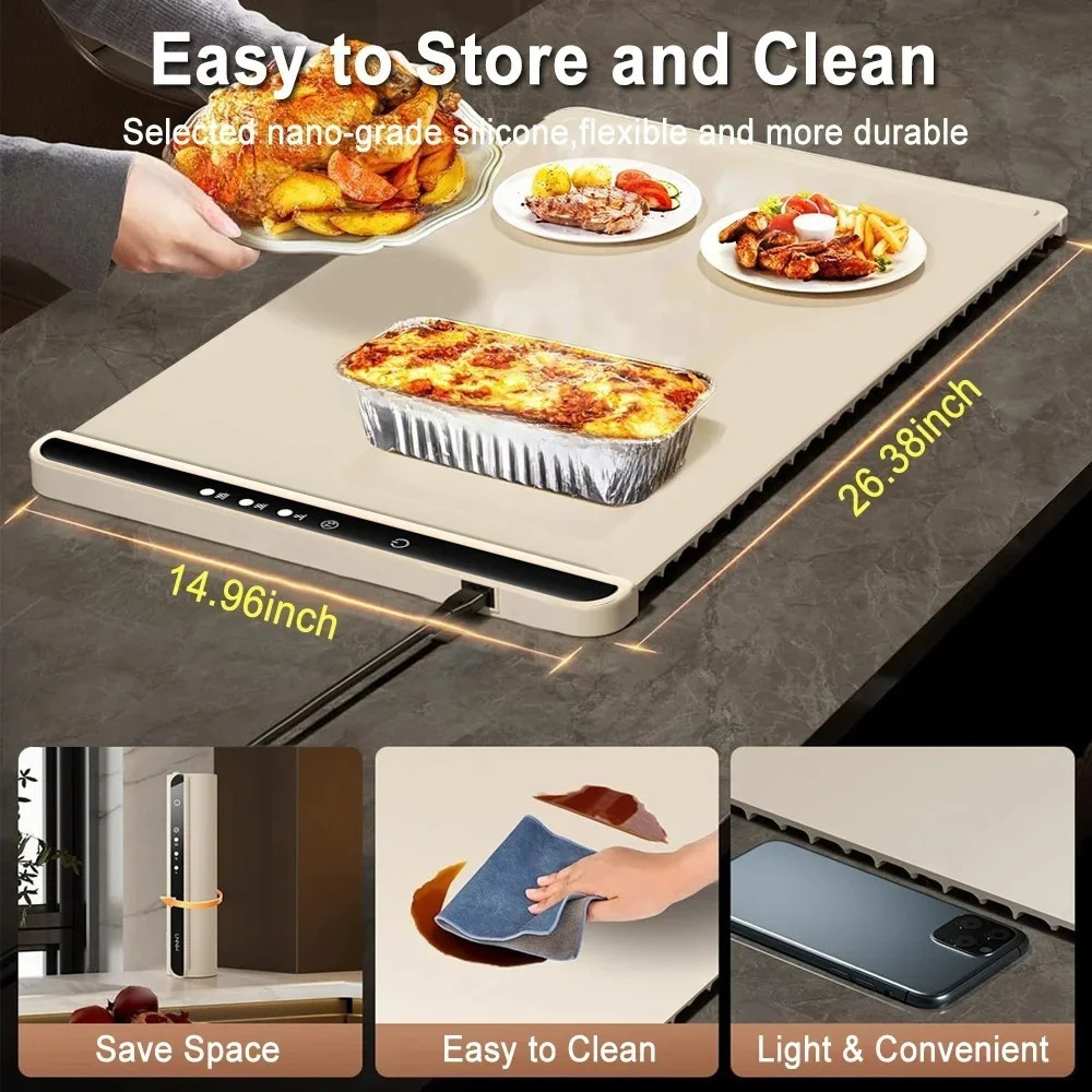 Electric Warming Tray Foldable Food Warmer Mat with 3 Tem Setting Fast Full Surface Heating Portable Electric Food Warming Tray 251115ww