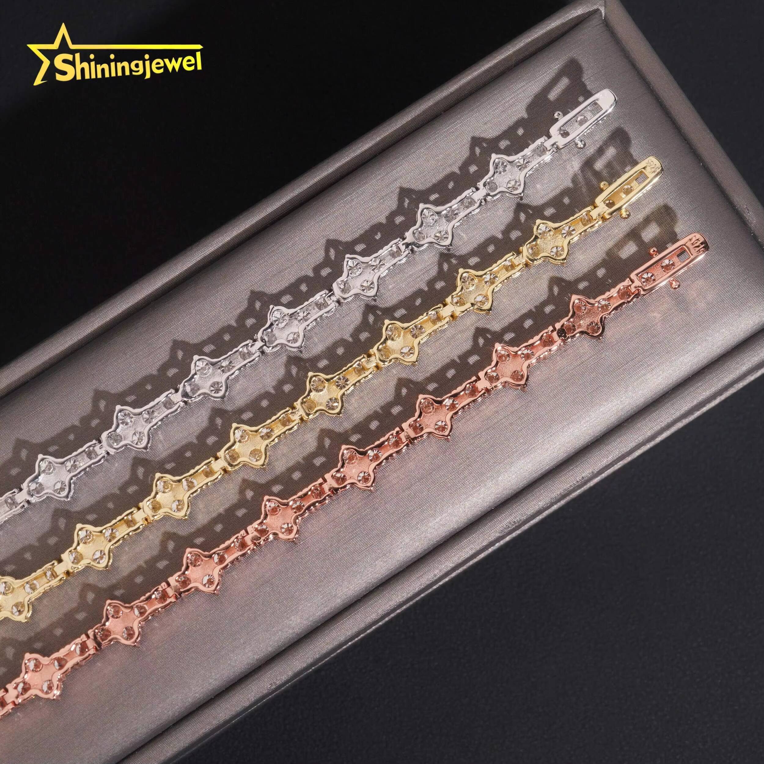 Wholesale Price Fashion Jewelry 925 Sterling Silver 3mm VVS Moissanite Cross Tennis Bracelet