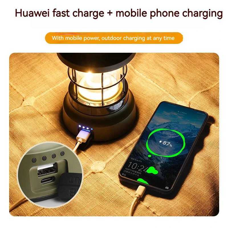 Retro Lamp Portable Camping Lantern USB Recharge Camping Tent Travel Light Vintage Outdoor Lighting Camping Equipment Flashlight M251115