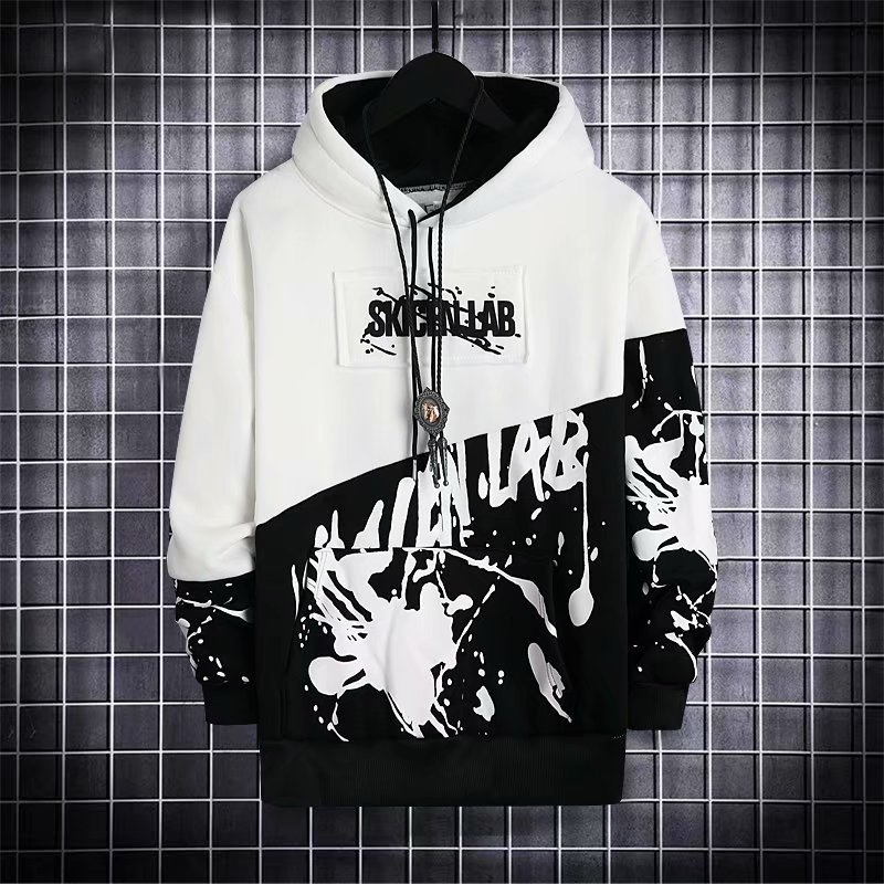 Hip hop splash ink Hoodie mens trend long sleeve top in spring and autumn new loose coat Hoodie