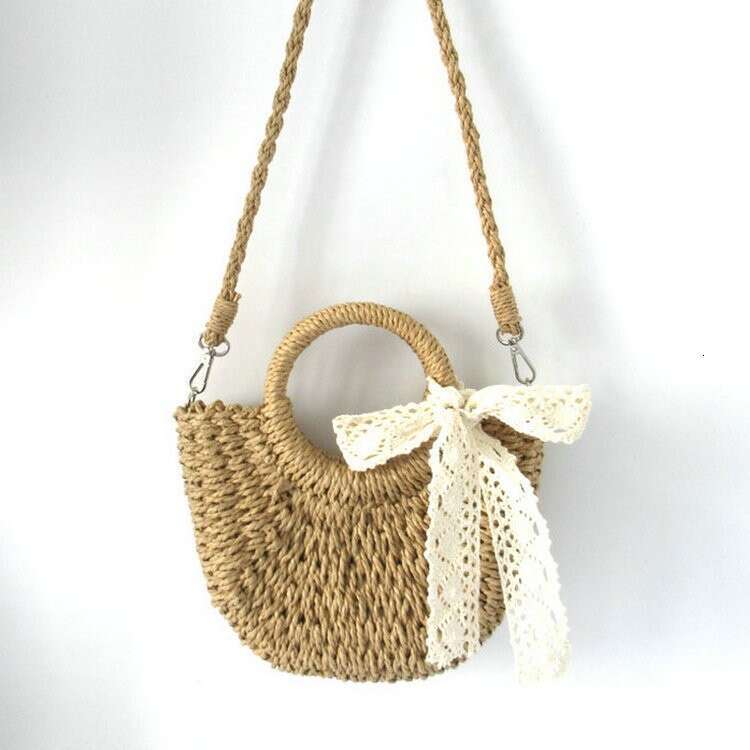 Handmade Beach Bag 2022 New Grass Half Round Small Handheld Crossbody Dual Purpose Versatile Photo Beach Fashionable Woven Bag Kq2