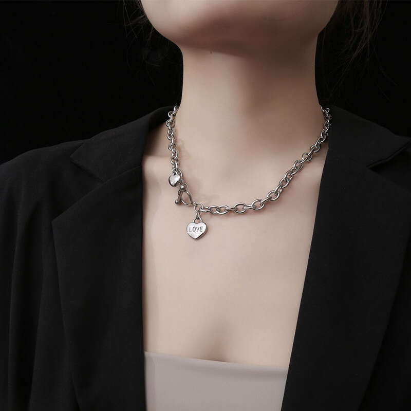 IMI Love OT Buckle Necklace Women Titanium Steel Couple Clavicle Ins Trendy Men Hip Hop Neck Chain Accessories YL244
