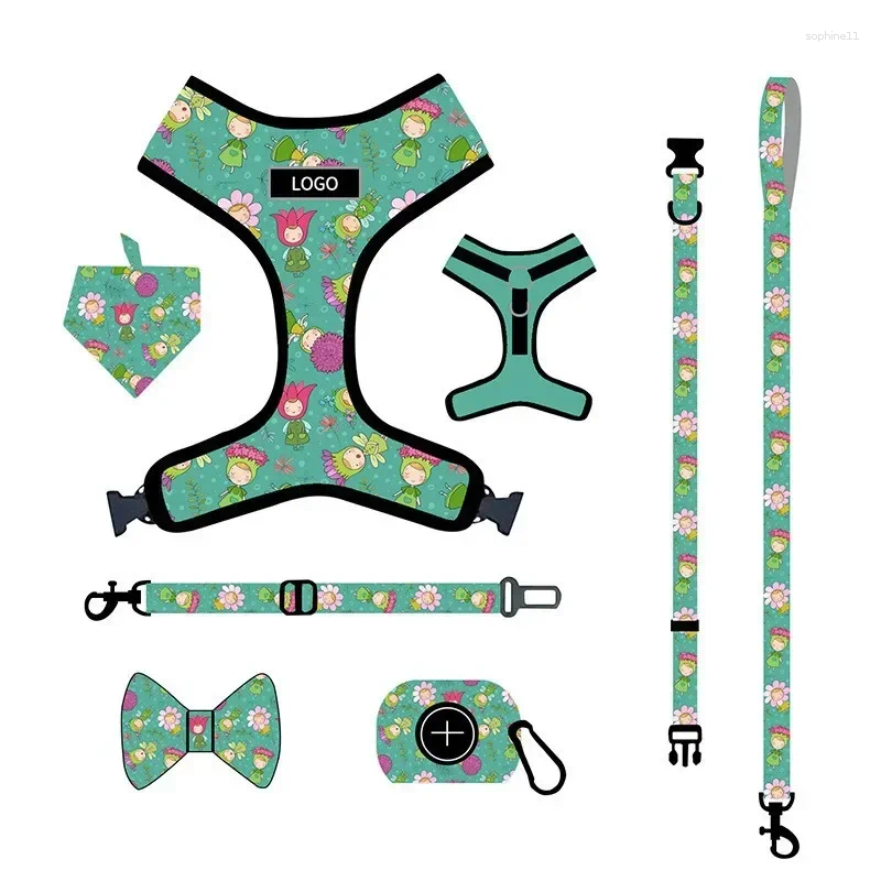 Update Pet Products Dog Leash Vest Type Printed Strap Set Small And Medium Neck Ring Walking Rope