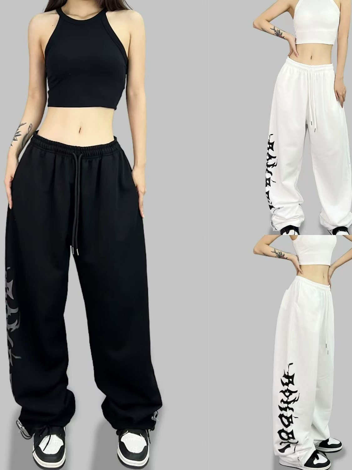 Street Retro Hip-hop Wide-leg Pants Loose Sweatpants Women's Spring Autumn Jazz Hip Hop Mopping Dancing Casual Trousers Fashion Bottoms