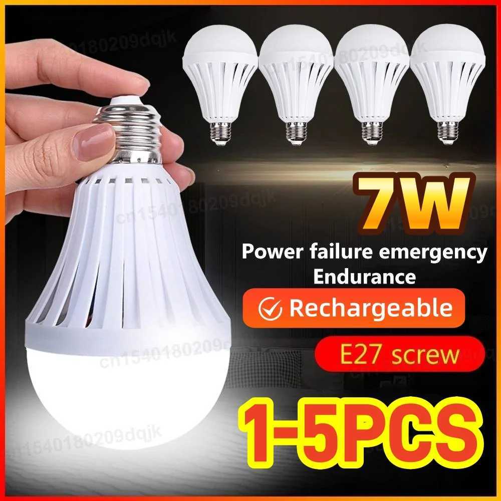 1-5PCS E27 Emergency LED Lamp Touch Light UP Bulbs 7W Rechargeable High Brightness Light Bulb Energy Saving Emergency Lights C251115