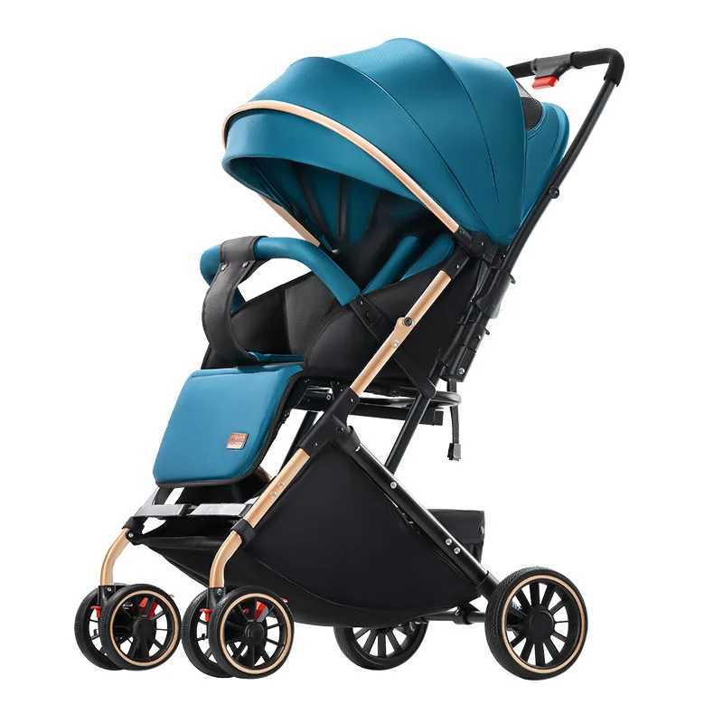 The baby stroller can sit down and lie down. The three fold baby stroller light folds in both directions to achieve a portable baby stroller X250415