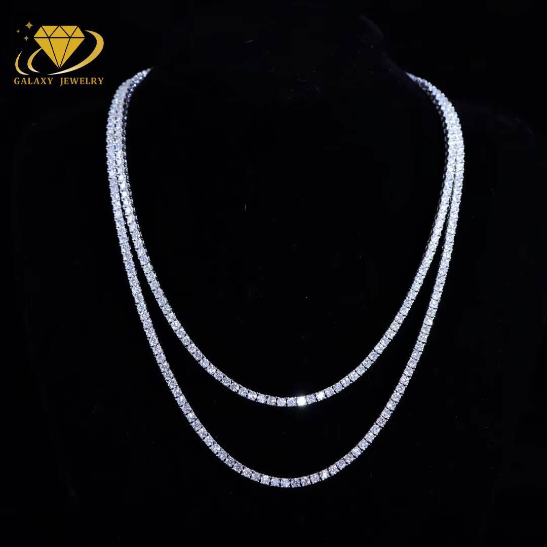Classic 4mm Tennis Chain Pass Diamond Tester Hip Hop Iced Out Vvs Moissanite 925 Sterling Silver Tennis Chain Necklace