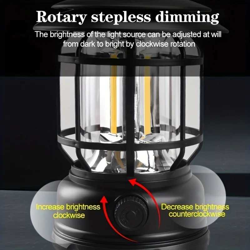 1PC Rechargeable Outdoor Camping Lights Retro Portable Camping Tent/Table Lamp Hanging Lights Garden DecorationWithout Battery M251115