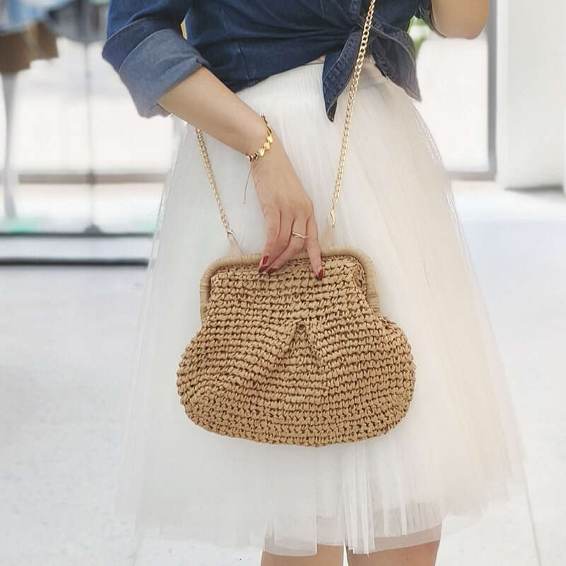 Handmade Beach Bag Weaving Dumpling Small 2024 New Ethnic Style Daily Matching Handbag Holiday Single Shoulder Straw Woven Bun Niche Kq2