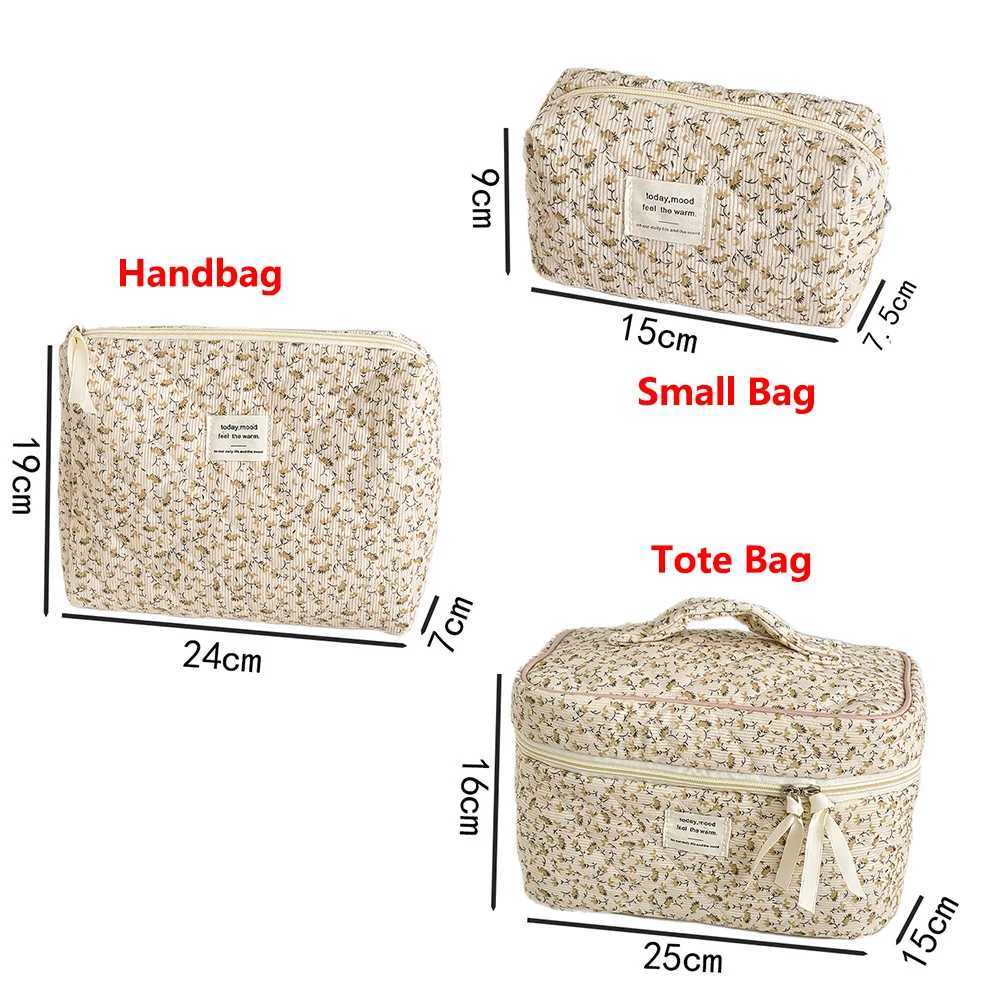 Vintage womens floral printed cosmetic handbag travel organizers makeup storage bag large capacity bedding bag giftXJ250415