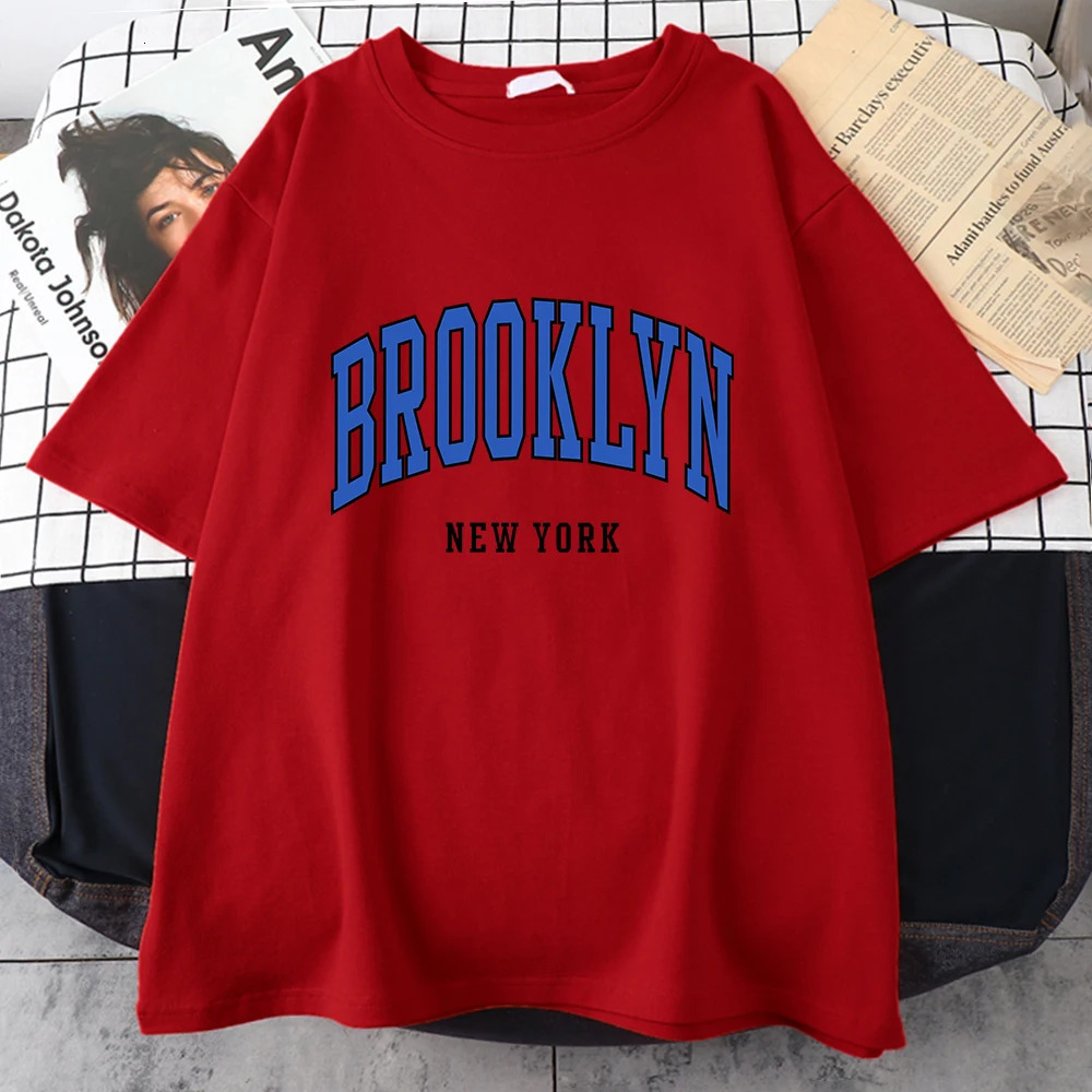Brooklyn York Blue Women Tshirt Street Hip Hop T Shirt Sport Soft Cotton Clothing Plus Size Loose T Shirt Clothing 250415