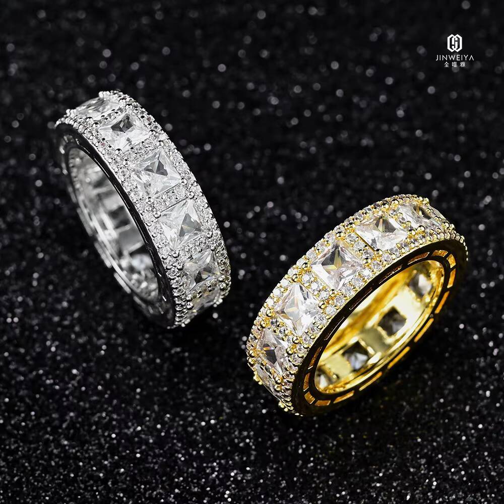 D Color VVS1 Moissanite Diamond Eternity Ring 925 Silver Asscher Cut Gemstone Engagement Wedding Ring