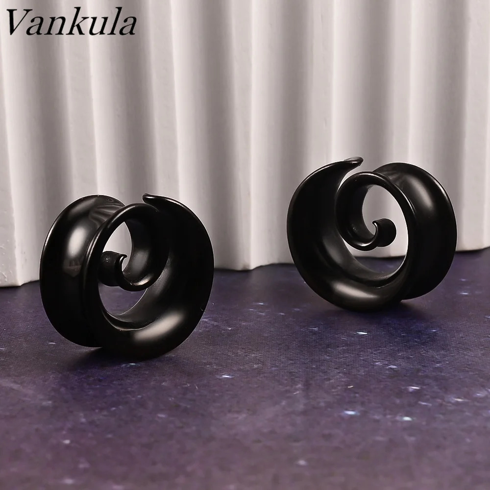 Vankula 2PCS Round Spiral Saddle Plugs Hangers for Stretched Lobe Ear Tunnels Gauges Plugs Piercing Body Jewelry 250408