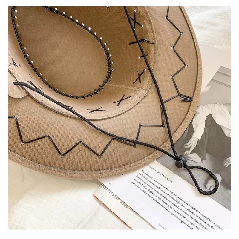 Stylish Sunshade Cowboy Hat Christmas Party Cosplay Cap Vintage Hat for Camping Fishing Mountaineering Vacation Year Gifts 250407