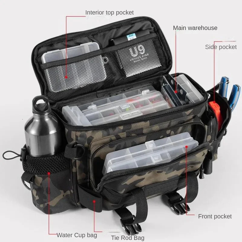 Fishing rod shoulder bag storage portable fishing holder outdoor sports flying y250410