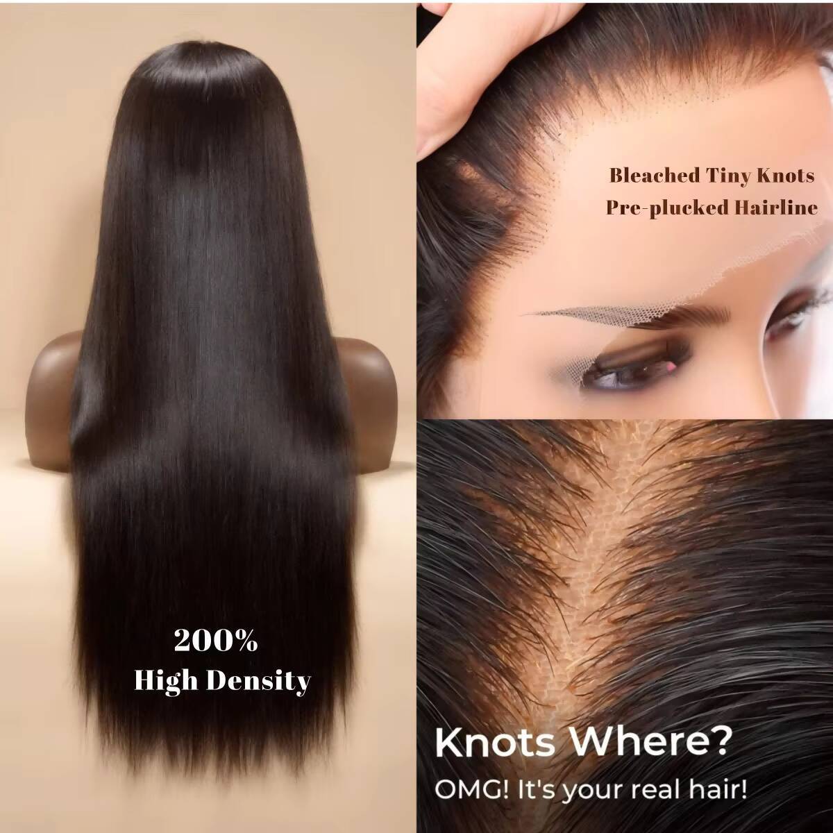 10A Grade Human Hair Wig Virgin Brazilian Hair Wear and Go Glueless Human Hair Wig Straight HD Lace Front Wig for Black Women