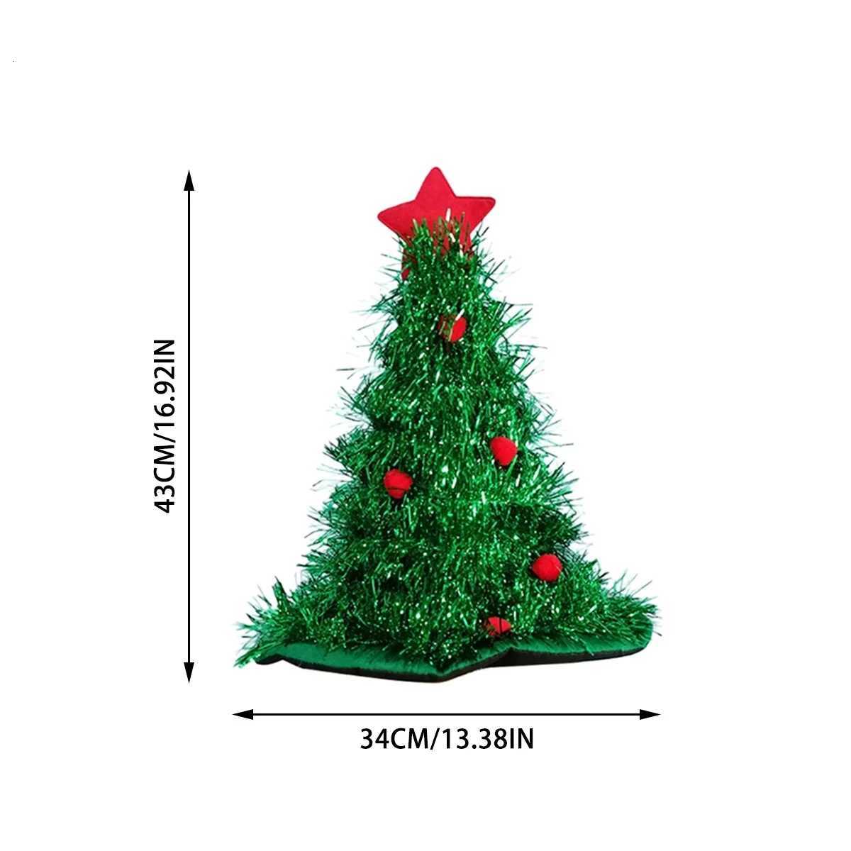 Christmas Tree Hat Glitter Tinsel Santa Claus Hats Xmas Costume Accessories for Kids Adults 2025 Navidad Party Decor Supplies Y251115