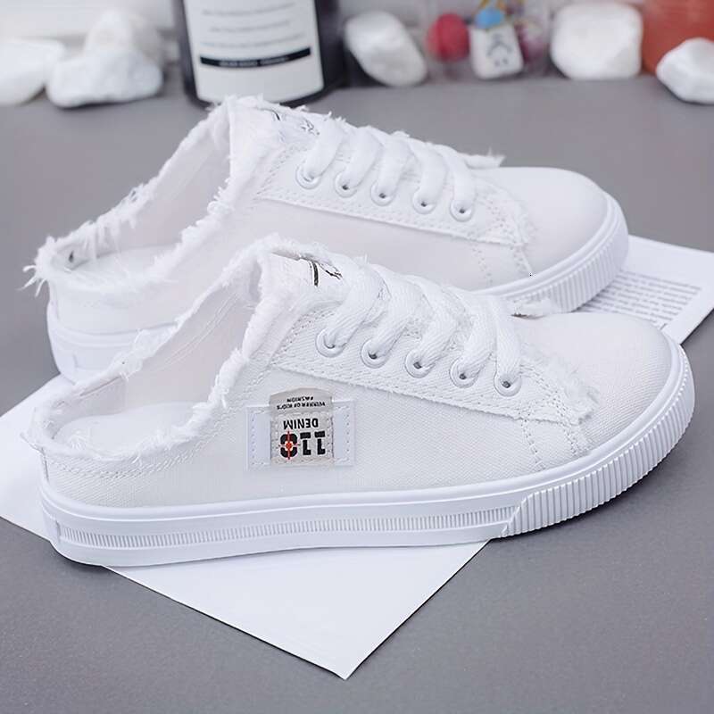Women's shoes designer Sneakers Classic White Canvas Slip-On with Round Toe Breathable Shoes Sports Casual trainers high quality