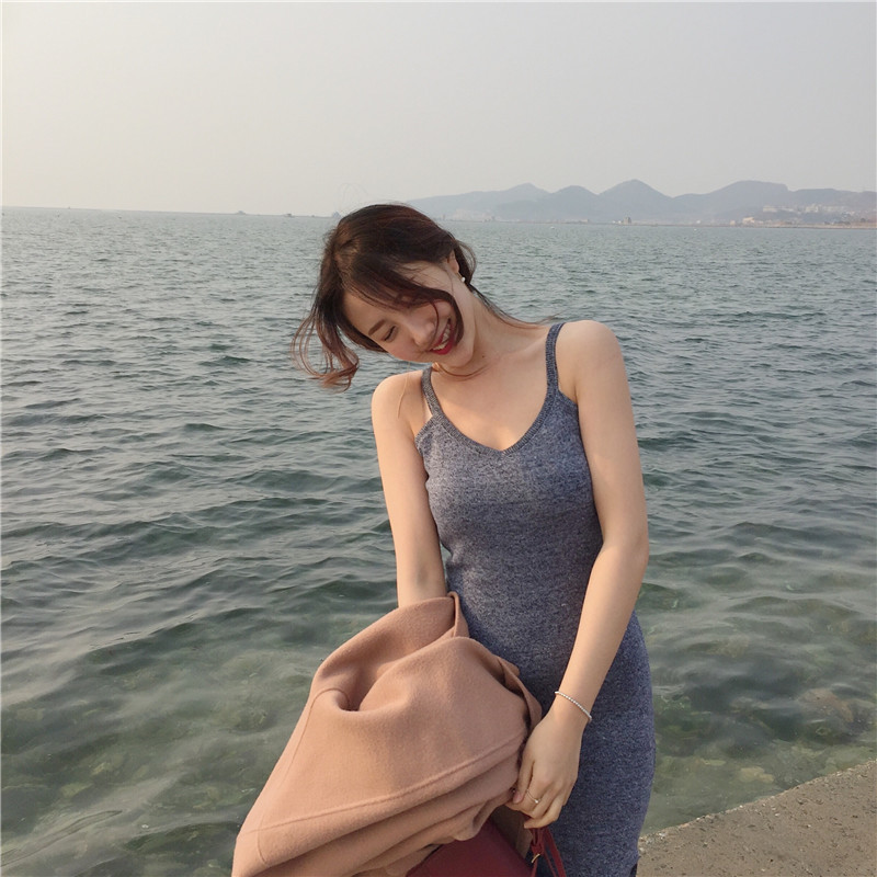 GC156 Summer slim fit hip knitted skirt women's mid-length sexy vest long skirt