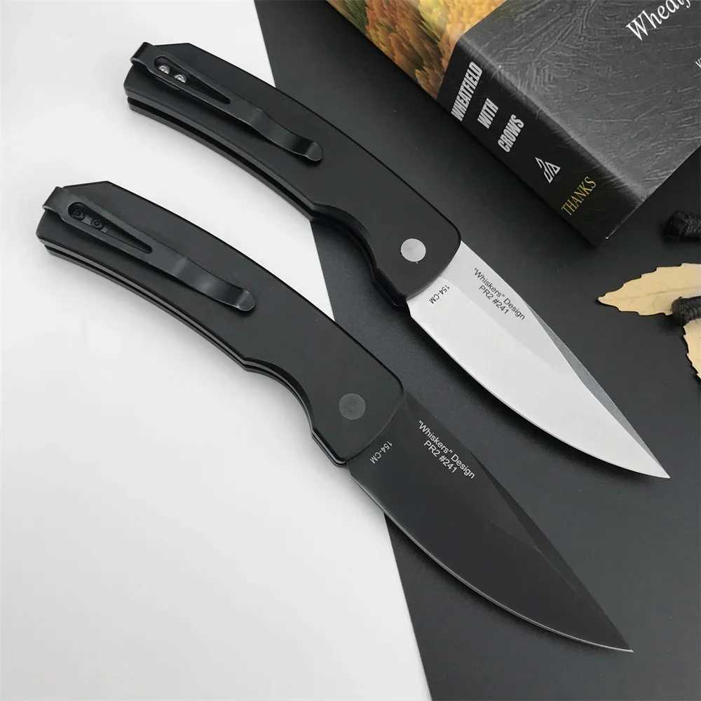 Whiskers PR4-241 auxiliary folding knife 154CM stone washed stainless steel compact EDC for outdoor hunting tactical survival toolsXJ250415