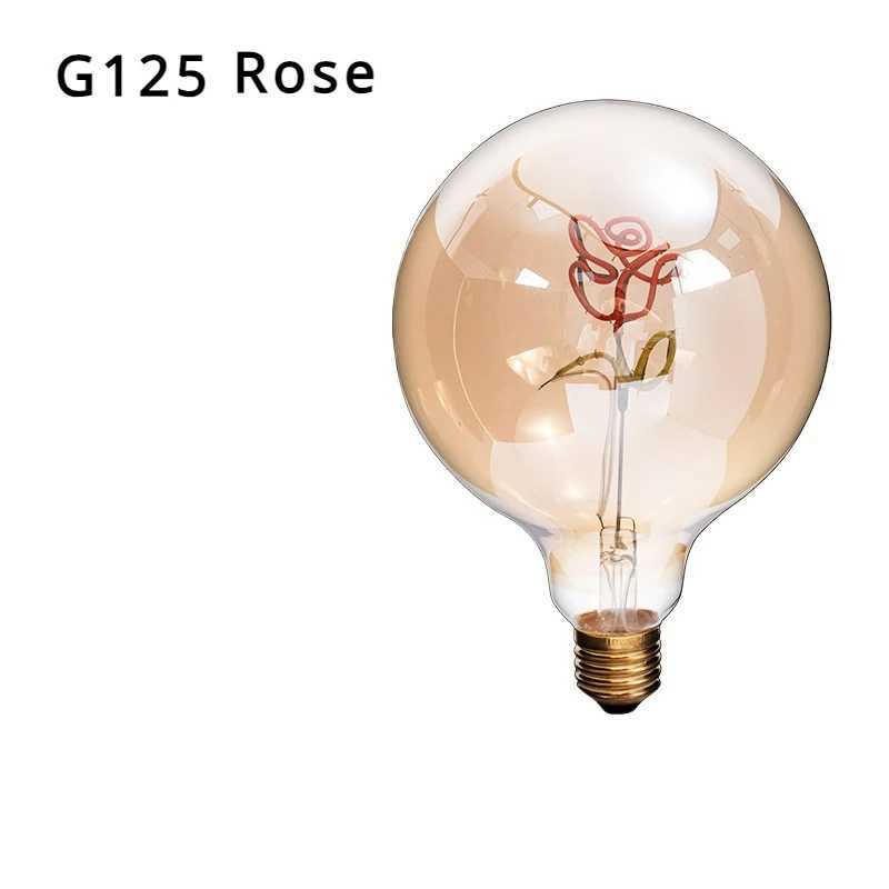 Edison light Bulb G125 Rose E27 4W 220V Dimmable lamp Personalized Creative Letter Light Warm Yellow Decorative Lamps C251115