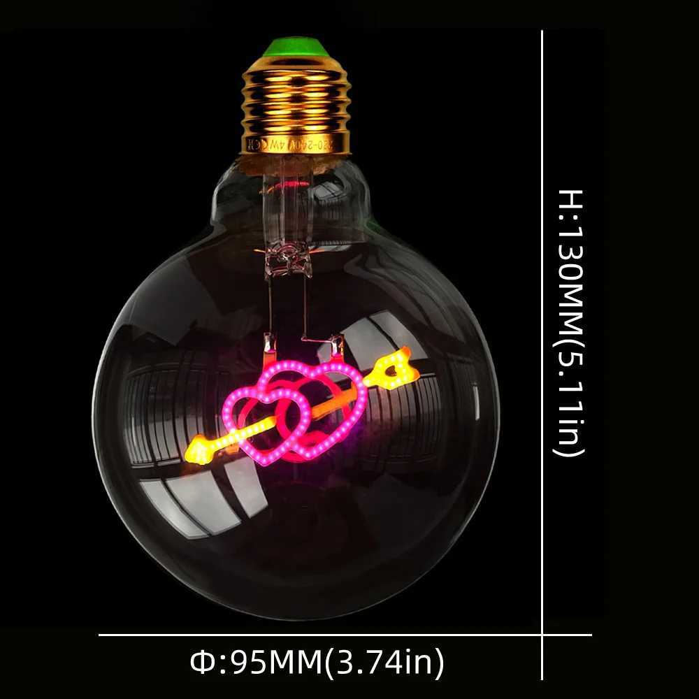 TIANFAN Vintage Edison Led Bulb Big Globe G95 Heart Cupids Arrow 3W Dimmable 110V 220V E26 E27 Specialty Decorative Light Bulb C251115
