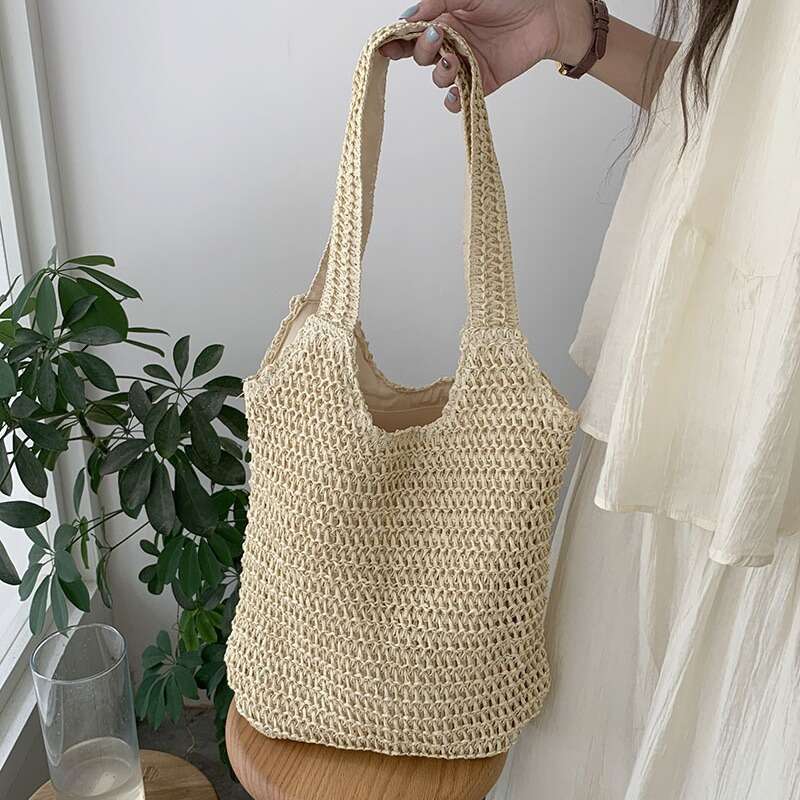 Handmade Beach Bag 2025 Summer Vacation Style Straw Shoulder New Tote Large Capacity Casual Handheld Woven Bag Kq2