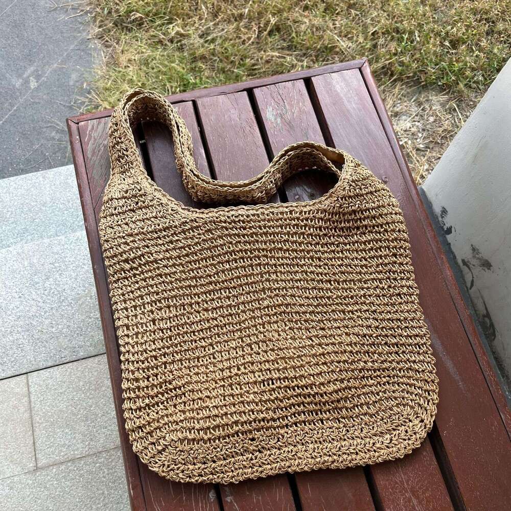 Handmade Beach Bag New Handmade Holiday Vegetable Basket Large Capacity Shoulder Handheld Grass Woven Bag Kq2