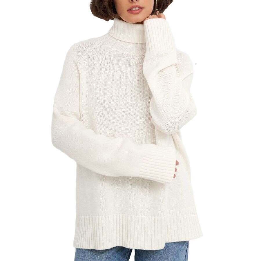 hoodie Mmwomen's Wear High Neck Autumn And Winter , Elegant Temperament, Versatile Commuting, Solid Color, Raglan Sleeve Sweater For Women jacket
