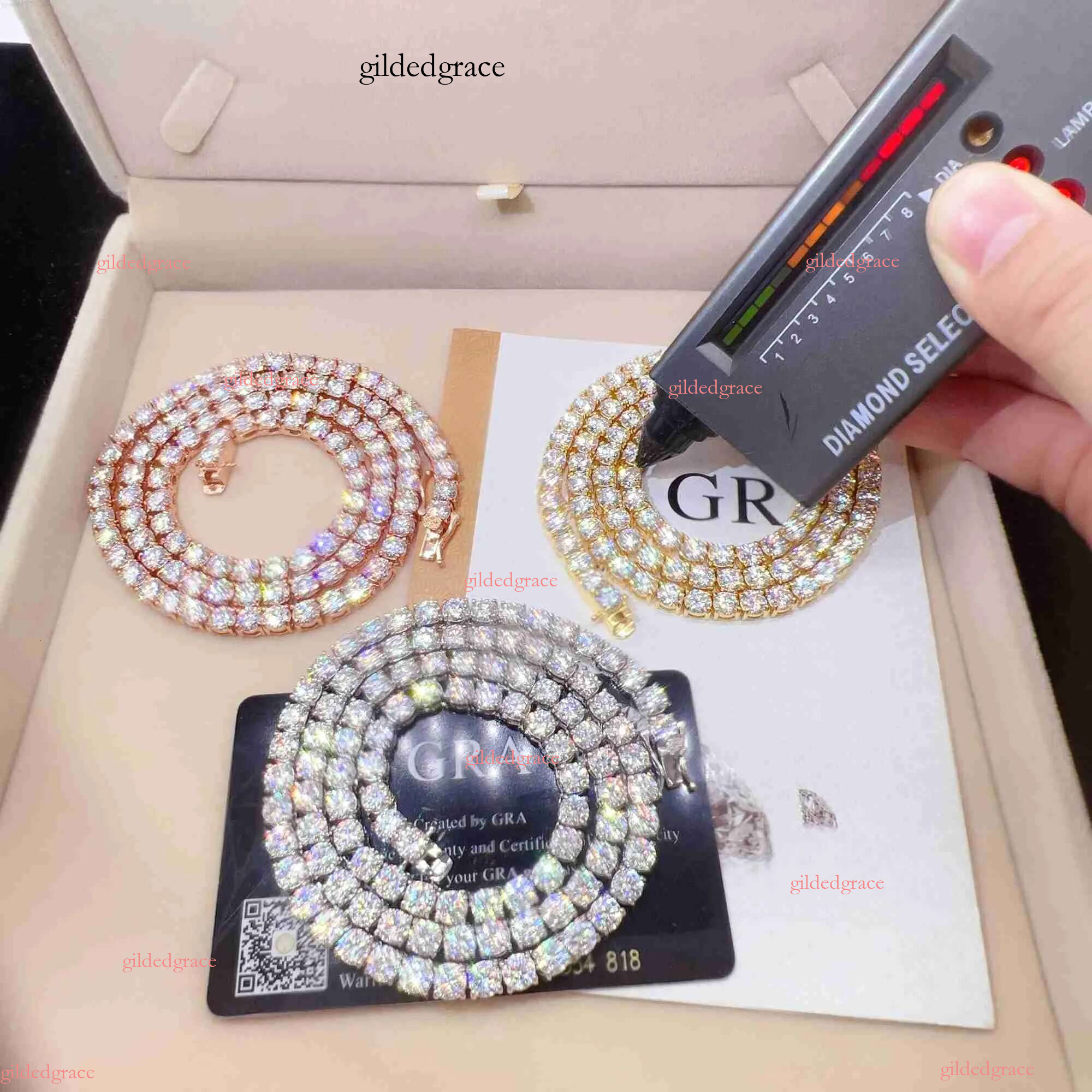 Good Price Gra Certified Vvs Moissanite Fashionable man Sterg Sier Solid Gold Hip hop Tennis Chain