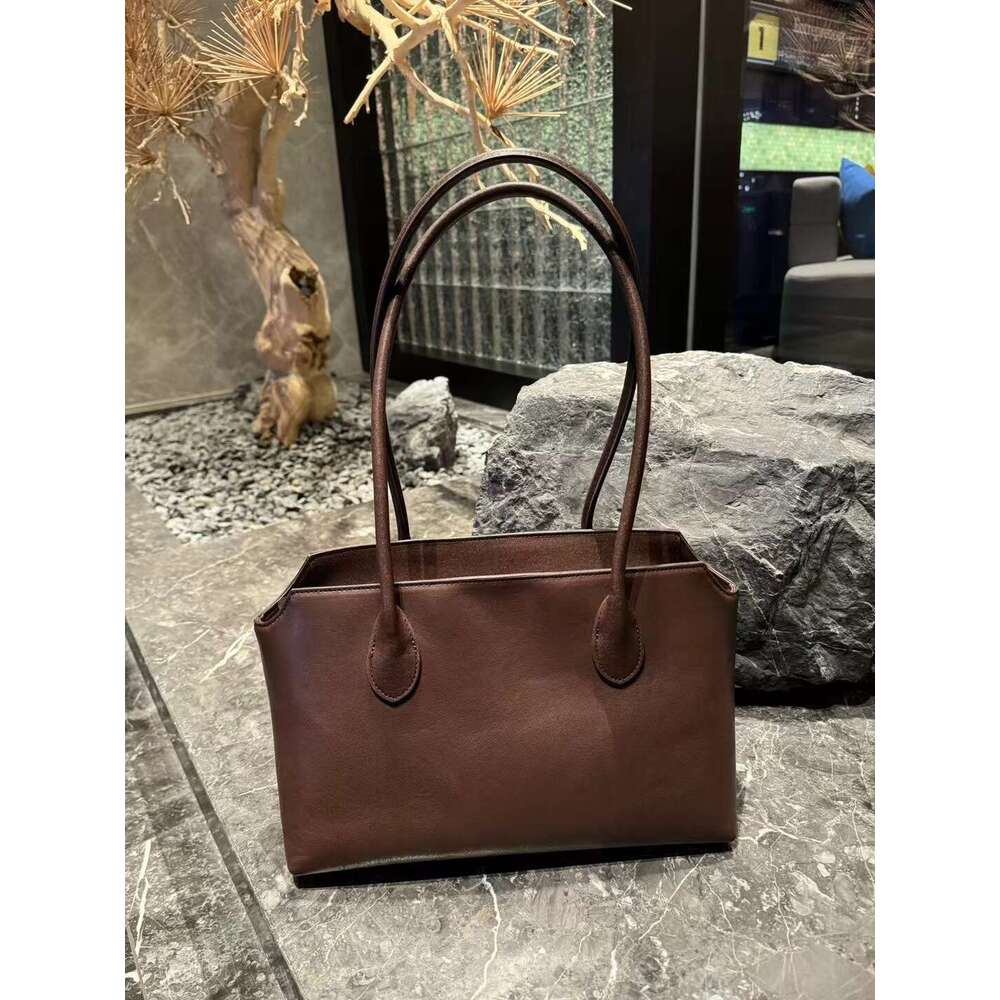 Mm Women's Bags Niche Genuine Leather Women's Vegetable Tanned Sheepskin Long Shoulder Strap Handbag, Minimalist Underarm Tote Bag, High-End