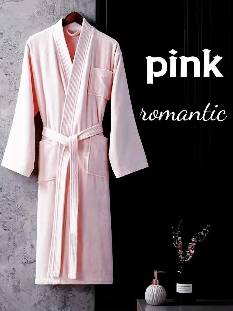 Hotel Bathrobe 100 Cotton Terry Brushed Heavyweight - Absorbent Waffle Kimono Robe for Spa Resort New Wearable Design C251115