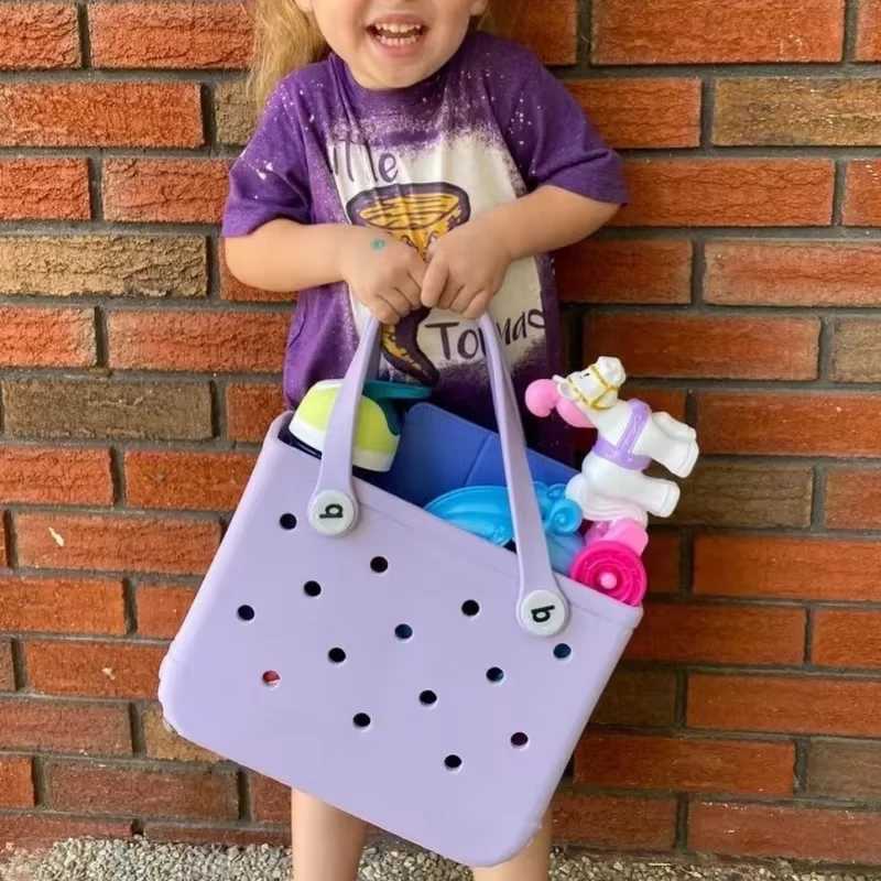 EVA beach bag womens shoulder bag fashionable waterproof summer storage basket mini childrens shopping shoulder bag toy storage bag W250415