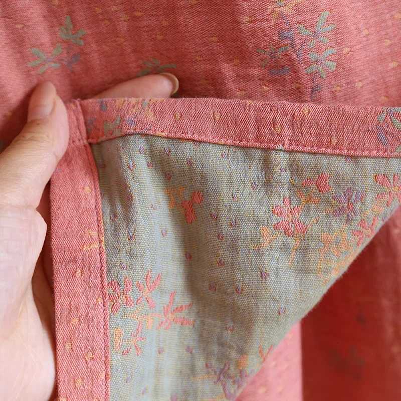 Womens Spring/Summer Cotton Double Sided Jacquard Kimono Robes Women Nightgown Loose Size Comfortable Home Bathrobe C251115