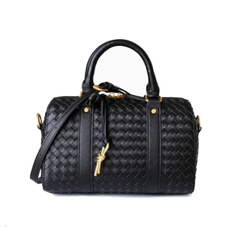 autumn and winter Argyllcow leather woven business commuting handbag cross body shoulder bag pillow bag 250410