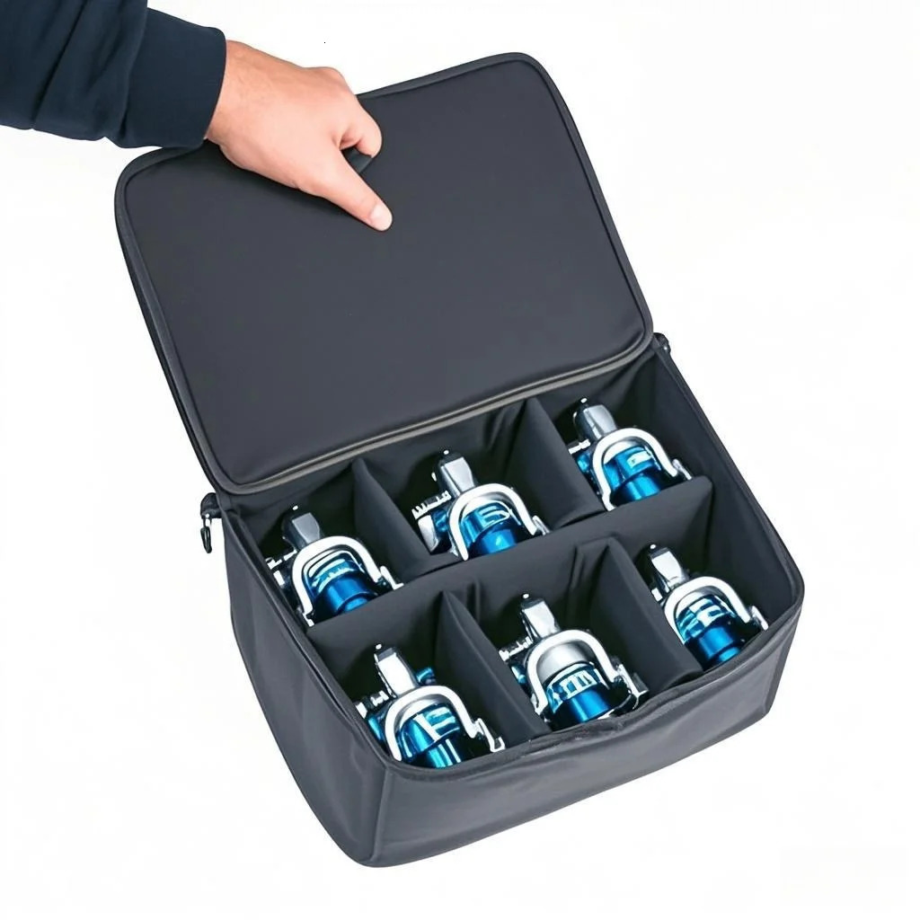 23 grid fishing reel bag portable outdoor and gear carrying waterproof 250410