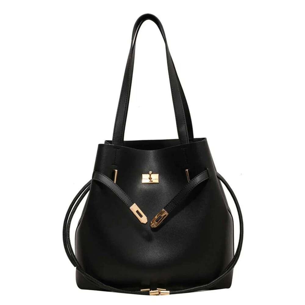 Texture PU Bucket 2025 New Simple Solid Color Handbag Versatile Fashion Shoulder Large Capacity Commuting Underarm Bag