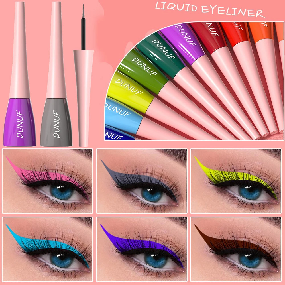18 Colors Colorful Liquid Eyeliner Cement Gray Waterproof Long-Lasting Quick-Dry No Blooming Blue Purple Eye Liner Pen Cosmetics 250414