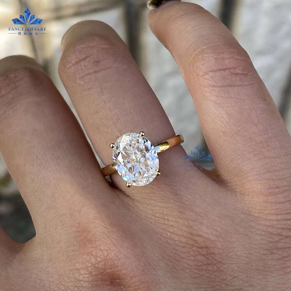 Gia Igi Certified Cvd HPHT Lab Grown Created Diamond 14k 18k Solid Gold Rings Wedding Engagement Ring for Women Oval Hidden Halo