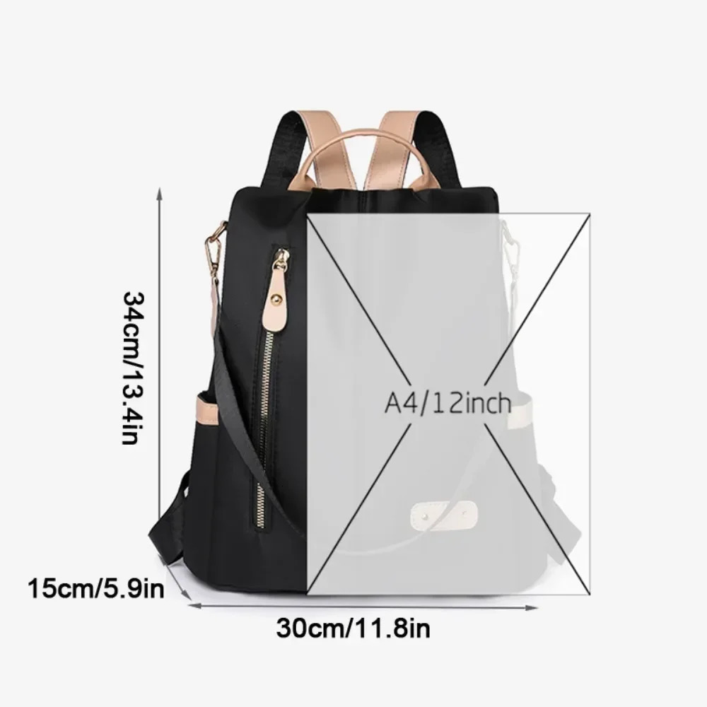 Womens Oxford waterproof shoulder bag solid color school bag teenage anti-theft travel backpack 250410
