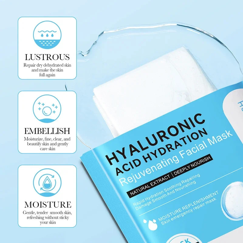 10pcs BIOAQUA Hyaluronic Acid Face Mask skincare Anti wrinkle Facial Masks Face Sheet Mask Skin Care 250414