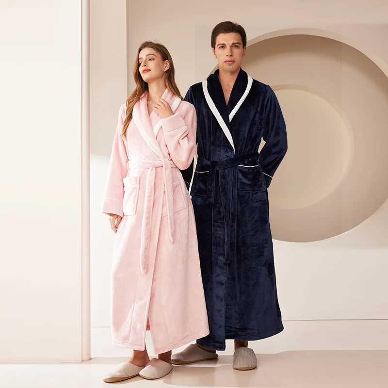 Warm Sleepwear Kimono Bathrobe Gown Thickened Plus Size Loose Coral Fleece Homewear New Winter Couple Flannel Robe Loungewear C251115