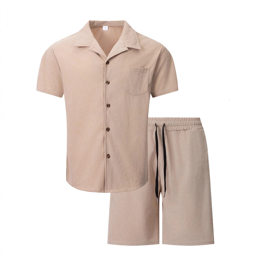 Mens short sleeved Cuban collar shirt summer thin suit casual sportswear summer shorts shirt