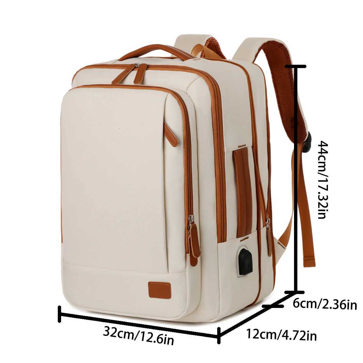 Expandable Oxford Backpack W/ Wet-Dry Pockets - Multipurpose Laptop Bag USB Port Dual Zippers for Business Travel Luggage BagW251114
