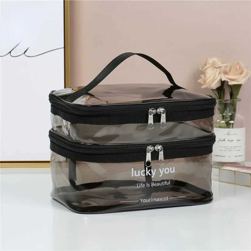 Waterproof transparent PVC bathroom makeup bag womens makeup bag travel zipper makeup beauty W organizer toilet storage kitXJ250415